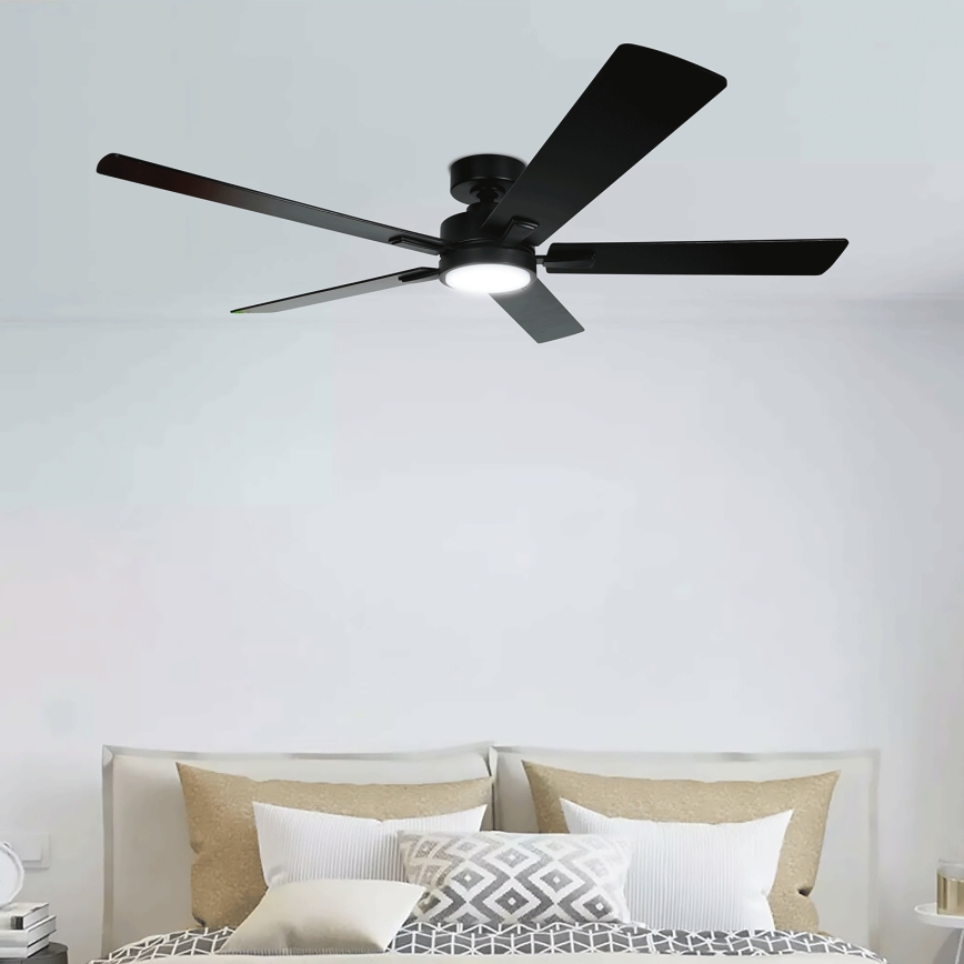ZEVENTI - LED затемнюваний стельовий вентилятор WAIKIKI LED/20W/230V 2700-6500K 132 см чорний + пульт дистанційного керування
