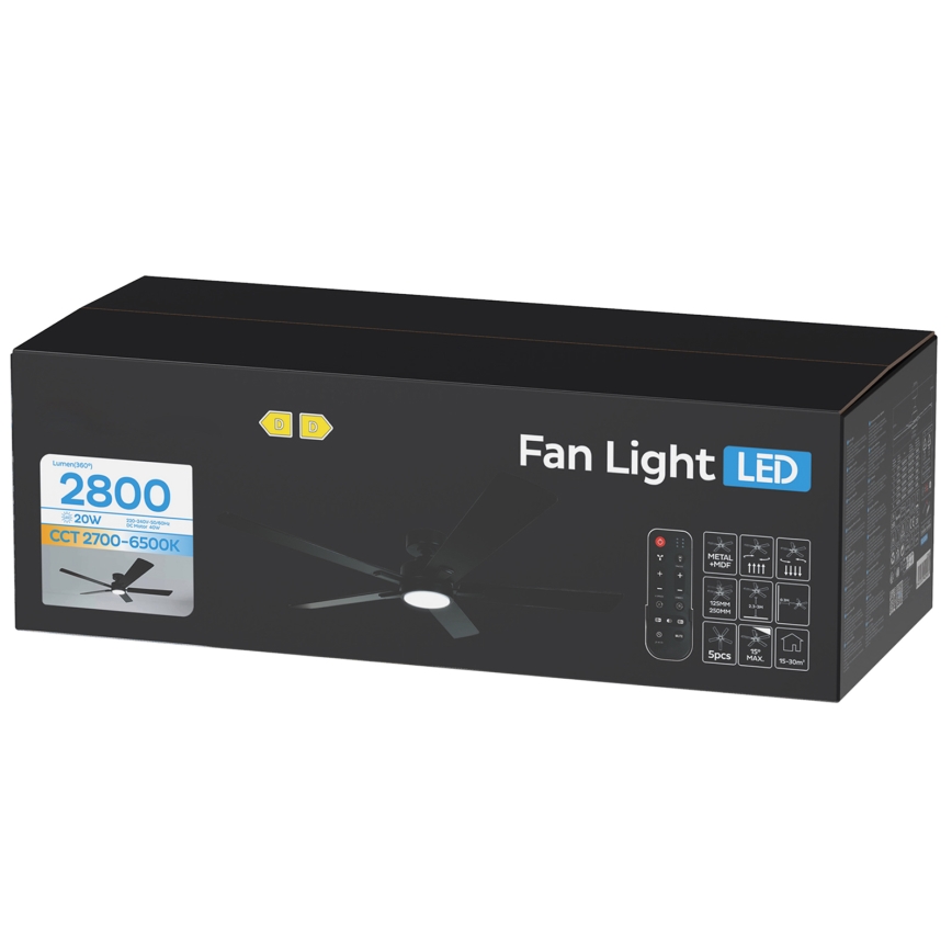 ZEVENTI - LED затемнюваний стельовий вентилятор WAIKIKI LED/20W/230V 2700-6500K 132 см чорний + пульт дистанційного керування