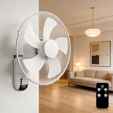 ZEVENTI - Настенный вентилятор FANNY 45W/230V, диаметр 41 см, белый, с пультом дистанционного управления
