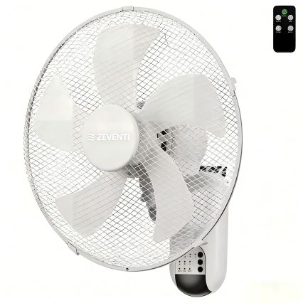 ZEVENTI - Настенный вентилятор FANNY 45W/230V, диаметр 41 см, белый, с пультом дистанционного управления