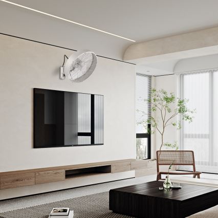 ZEVENTI - Настенный вентилятор FANNY 50 Вт/230 В, диаметр 45 см, матовый хром + дистанционное управление