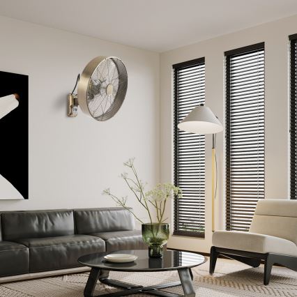 ZEVENTI - Настенный вентилятор FANNY, 50 Вт/230 В, диаметр 45 см, бронзовый, с пультом дистанционного управления