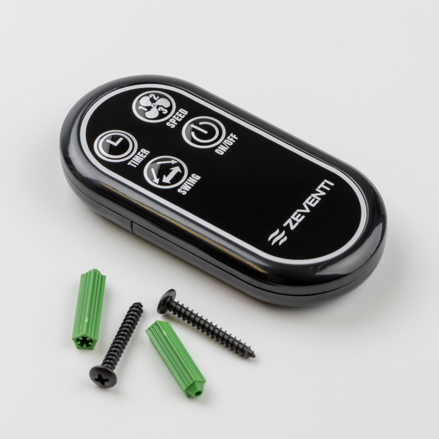 ZEVENTI - Настенный вентилятор FREEZE 50 Вт/230 В, диаметр 45 см, чёрный + пульт дистанционного управления