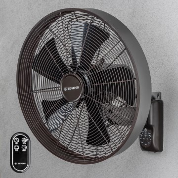 ZEVENTI - Настенный вентилятор FREEZE 50 Вт/230 В Ø 45 см чёрный/коричневый + пульт дистанционного управления