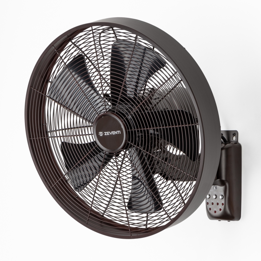ZEVENTI - Настенный вентилятор FREEZE 50W/230V диаметр 40 см черный/коричневый + дистанционное управление