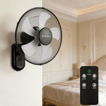 ZEVENTI - Настінний вентилятор FANNY 45W/230V Ø 41 см чорний + дистанційне керування