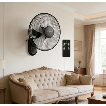 ZEVENTI - Настінний вентилятор FANNY 45W/230V Ø 41 см чорний + дистанційне керування