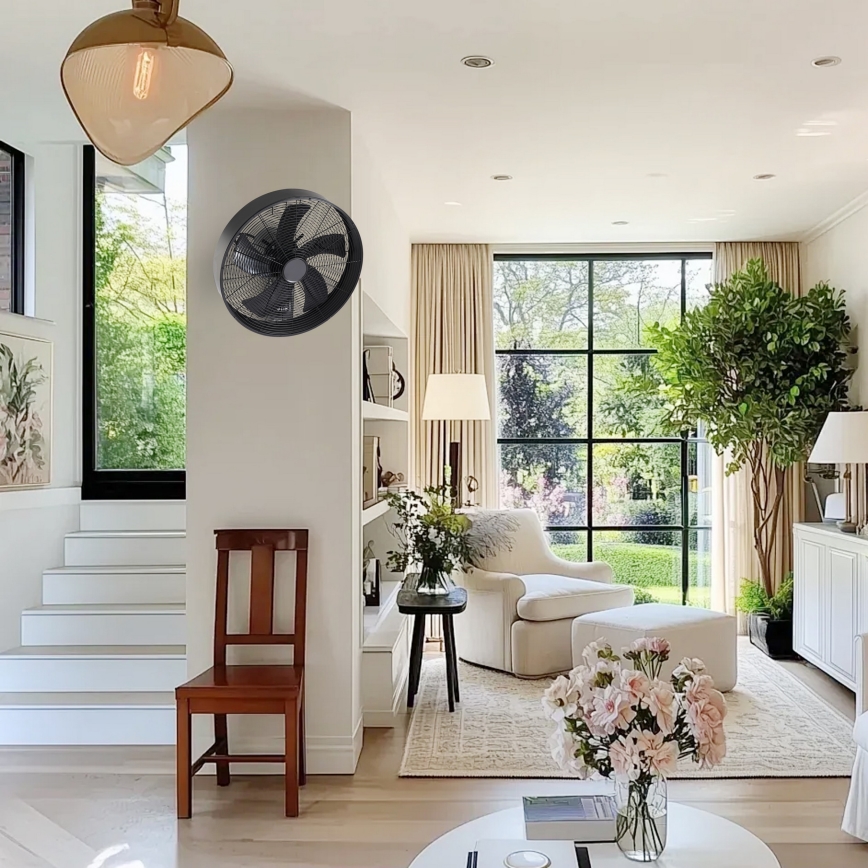 ZEVENTI - Настінний вентилятор FANNY 50W/230V чорний + пульт дистанційного керування