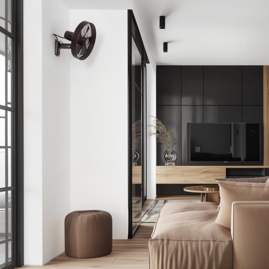 ZEVENTI - Настінний вентилятор FREEZE 50W/230V діаметр 40 см чорний/коричневий + пульт дистанційного керування