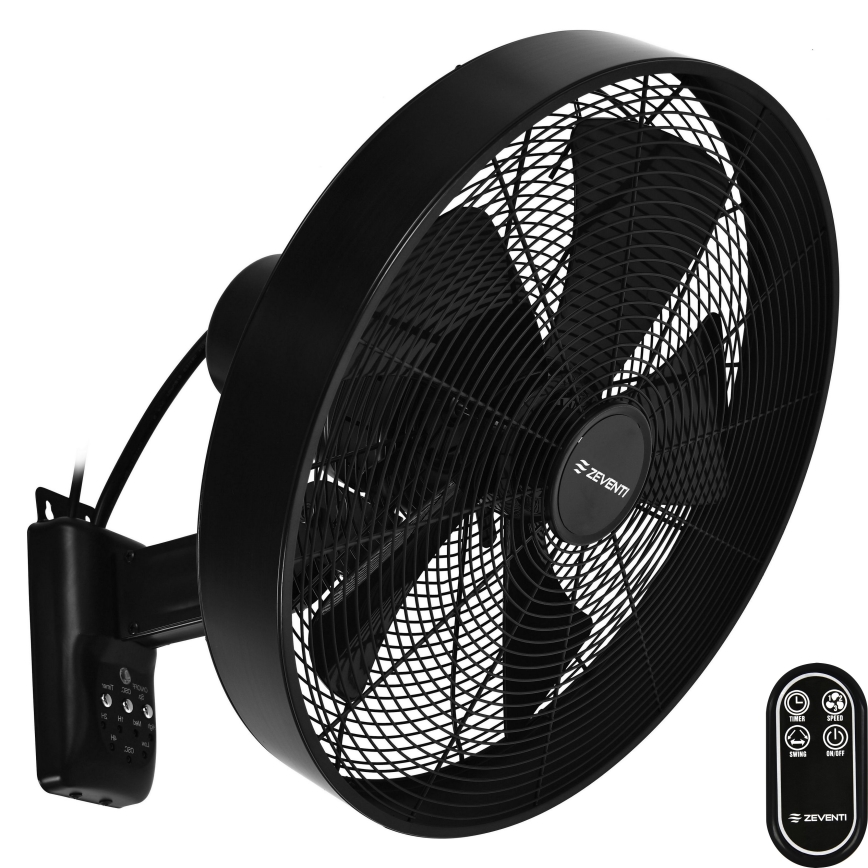 ZEVENTI - Настінний вентилятор FREEZE 50W/230V діаметр 40 см чорний + пульт дистанційного керування