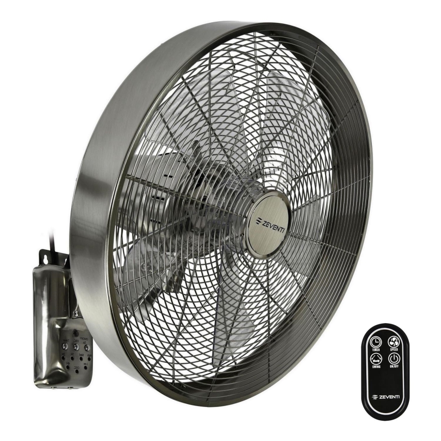 ZEVENTI - Настінний вентилятор FREEZE 50W/230V діаметр 40 см матовий хром + пульт дистанційного керування