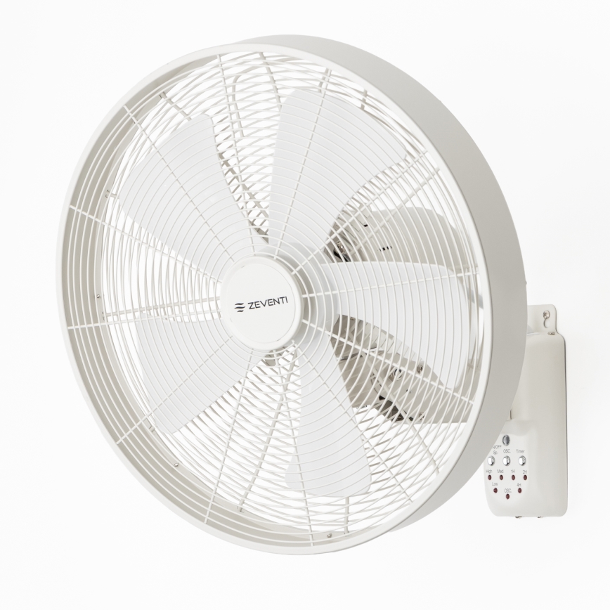 ZEVENTI - Настінний вентилятор FREEZE 50W/230V діаметром 45 см, білий + пульт дистанційного керування