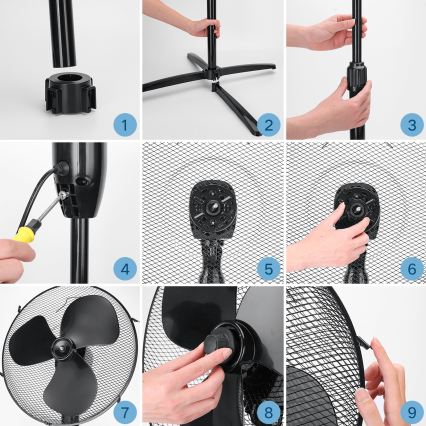 ZEVENTI - Підлоговий вентилятор FLOW 40W/230V чорний