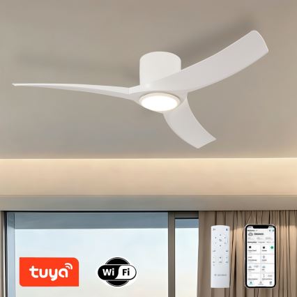 ZEVENTI - Диммируемый потолочный вентилятор ORBITO LED/24W/230V 3000/4000/6000K Wi-Fi Tuya белый + пульт дистанционного управления