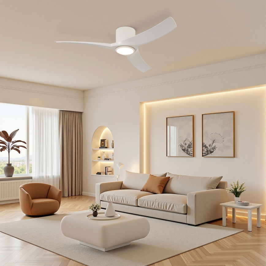 ZEVENTI - Диммируемый потолочный вентилятор ORBITO LED/24W/230V 3000/4000/6000K Wi-Fi Tuya белый + пульт дистанционного управления