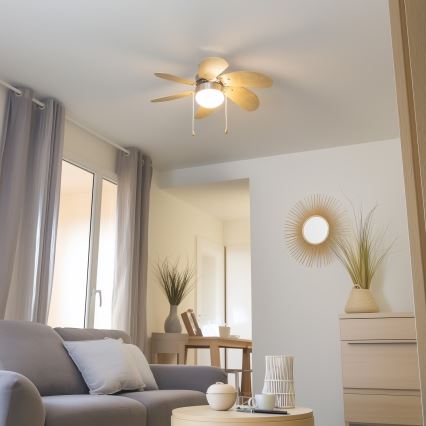 ZEVENTI - Потолочный вентилятор FAMARA 1xE14/60W/230V бежевый