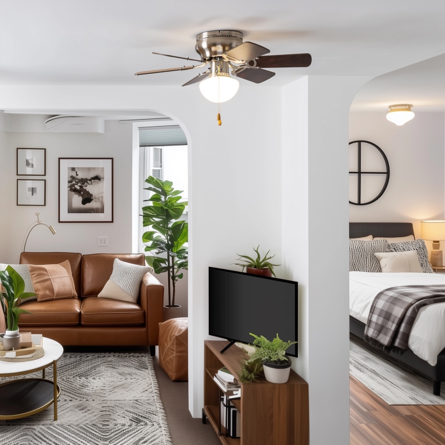 ZEVENTI - Потолочный вентилятор GALDANA 1xE27/60W/230V коричневый/бежевый