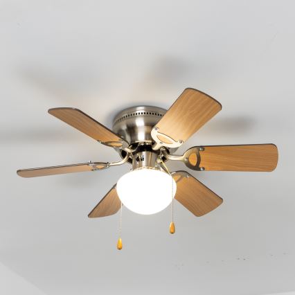 ZEVENTI - Потолочный вентилятор GALDANA 1xE27/60W/230V коричневый/бежевый