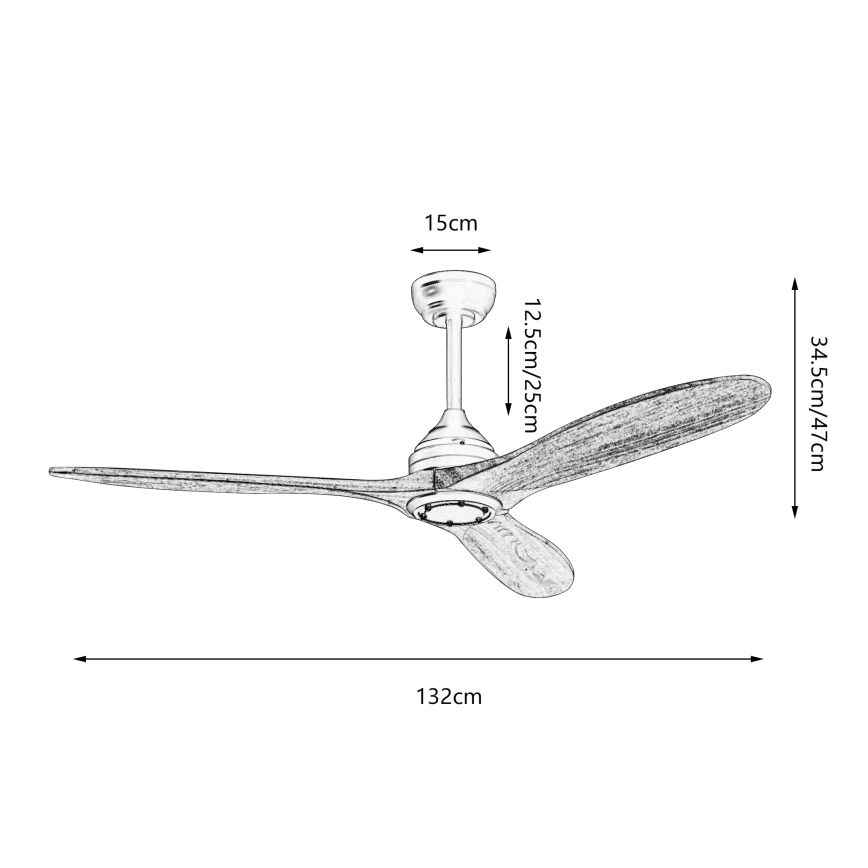 ZEVENTI - Потолочный вентилятор LAURIA Wi-Fi Tuya черный/дуб + пульт дистанционного управления