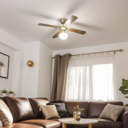 ZEVENTI - Потолочный вентилятор NAVAGIO 1xE27/60W/230V коричневый