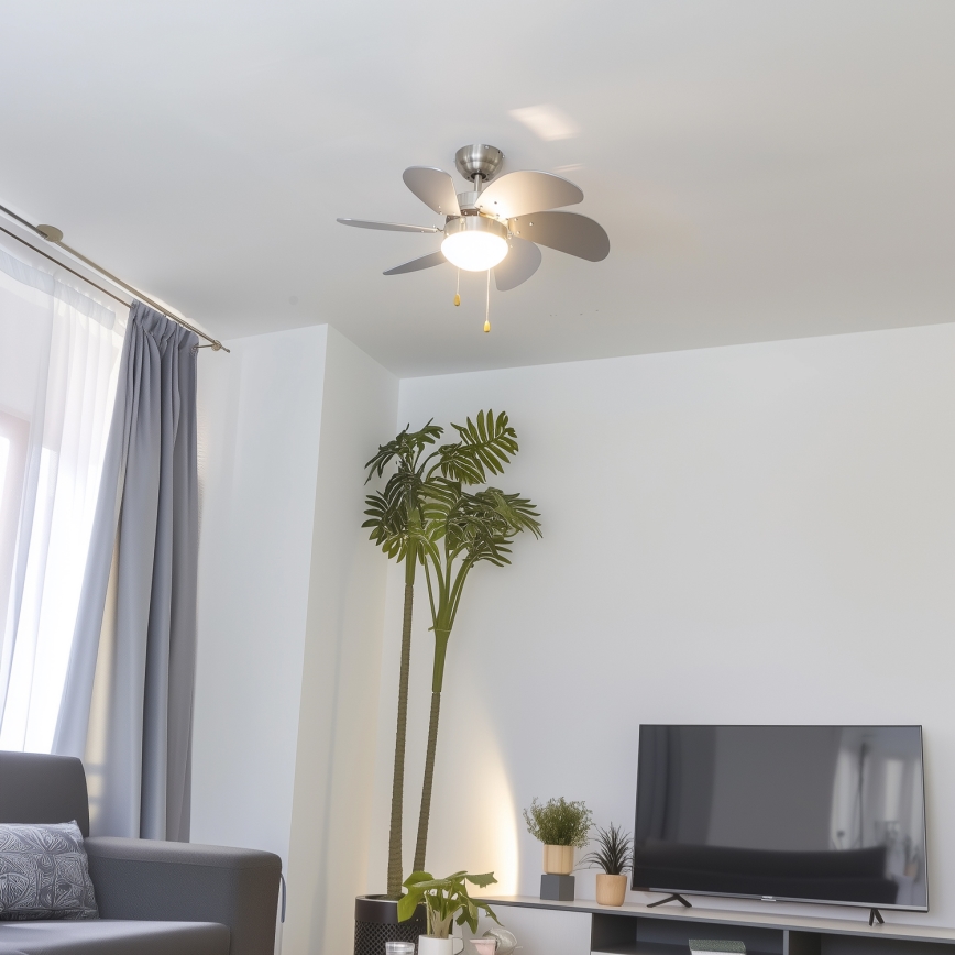 ZEVENTI - Потолочний вентилятор FAMARA 1xE14/60W/230V сірий