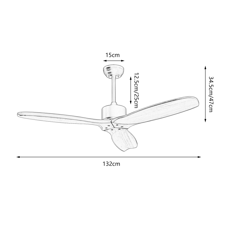 ZEVENTI - Потолочный вентилятор CUENCA Wi-Fi Tuya черный/дуб + пульт дистанционного управления