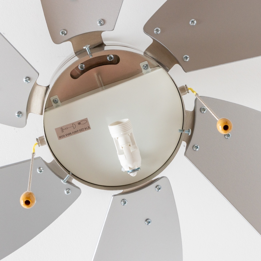 ZEVENTI - Стельовий вентилятор FAMARA 1xE14/60W/230V сірий