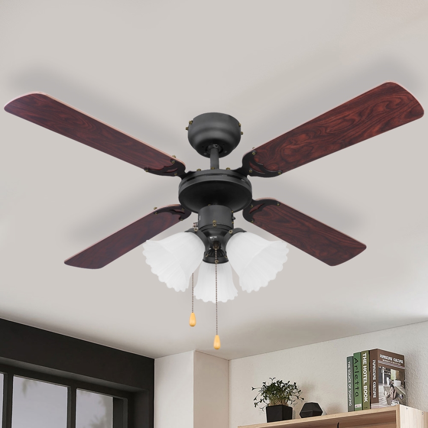 ZEVENTI - Стельовий вентилятор ZURRIOLA 3xE27/60W/230V коричневий