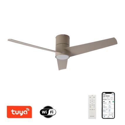 ZEVENTI - LED потолочный вентилятор BARROSA LED/18 Вт/230 В 3000/4000/6000 К Wi‑Fi Tuya бежевый + пульт дистанционного управления