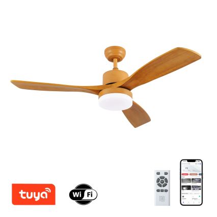 ZEVENTI - LED потолочный вентилятор MARE LED/24W/230V 3000/4000/6000K Wi-Fi Tuya дуб + пульт дистанционного управления