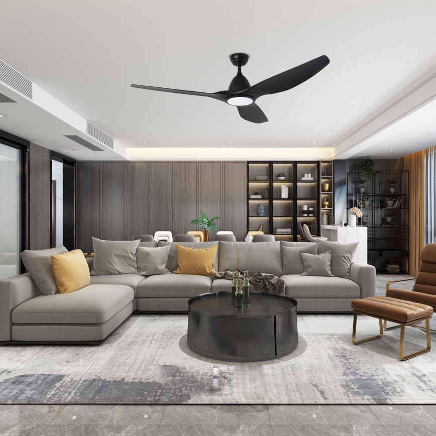 ZEVENTI - LED потолочный вентилятор URBINO LED/20W/230V 3000/4000/6000K Wi-Fi Tuya черный + пульт дистанционного управления