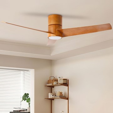 ZEVENTI - Светодиодный потолочный вентилятор BARROSA LED/18W/230V 3000/4000/6000K Wi-Fi Tuya коричневый + дистанционное управление