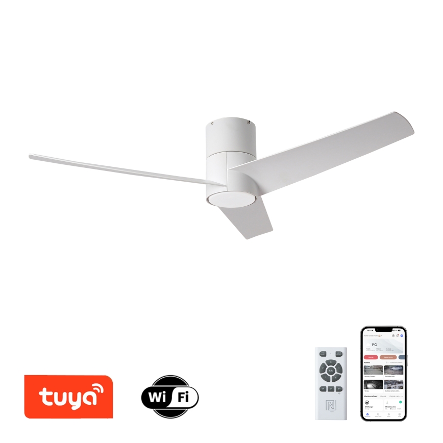 ZEVENTI - Светодиодный потолочный вентилятор BARROSA LED/18W/230V 3000/4000/6000K Wi-Fi Tuya белый + дистанционное управление