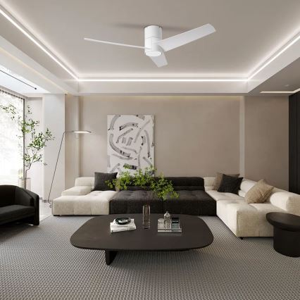 ZEVENTI - Светодиодный потолочный вентилятор BARROSA LED/18W/230V 3000/4000/6000K Wi-Fi Tuya белый + дистанционное управление