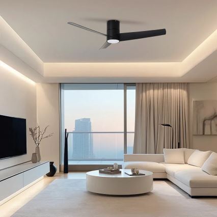 ZEVENTI - Светодиодный потолочный вентилятор BARROSA LED/18W/230V 3000/4000/6000K Wi-Fi Tuya черный + дистанционное управление