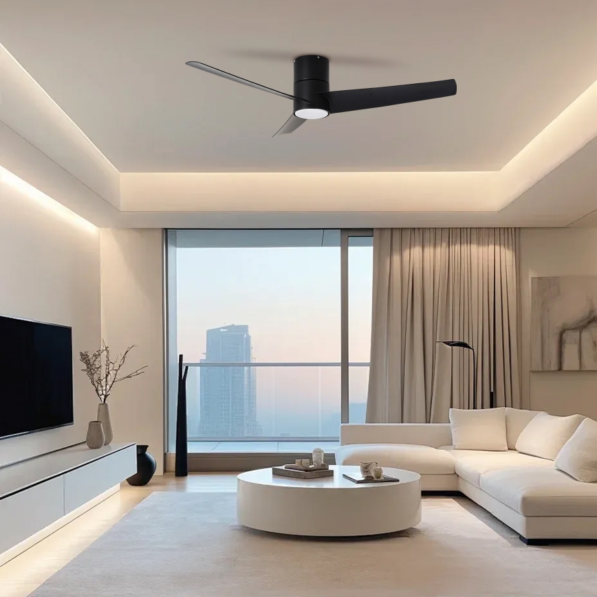 ZEVENTI - Светодиодный потолочный вентилятор BARROSA LED/18W/230V 3000/4000/6000K Wi-Fi Tuya черный + дистанционное управление