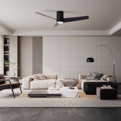 ZEVENTI - Светодиодный потолочный вентилятор BARROSA LED/18W/230V 3000/4000/6000K Wi-Fi Tuya черный + дистанционное управление