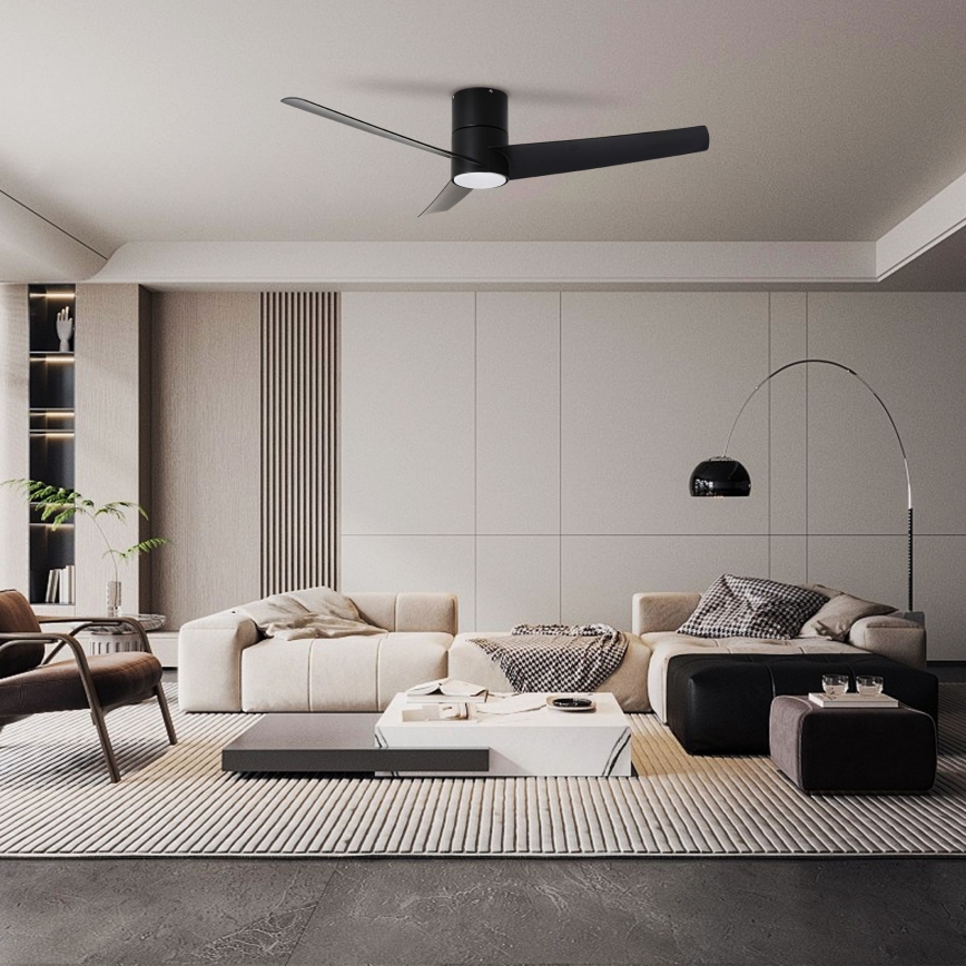 ZEVENTI - Светодиодный потолочный вентилятор BARROSA LED/18W/230V 3000/4000/6000K Wi-Fi Tuya черный + дистанционное управление