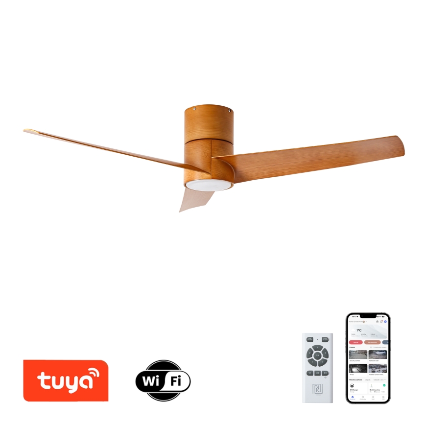 ZEVENTI - Светодиодный потолочный вентилятор BARROSA LED/18W/230V 3000/4000/6000K Wi-Fi Tuya коричневый + дистанционное управление