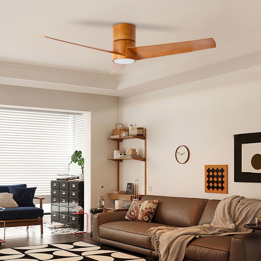 ZEVENTI - Светодиодный потолочный вентилятор BARROSA LED/18W/230V 3000/4000/6000K Wi-Fi Tuya коричневый + дистанционное управление