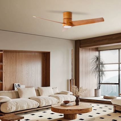 ZEVENTI - Светодиодный потолочный вентилятор BARROSA LED/18W/230V 3000/4000/6000K Wi-Fi Tuya коричневый + дистанционное управление