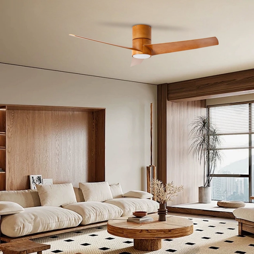 ZEVENTI - Светодиодный потолочный вентилятор BARROSA LED/18W/230V 3000/4000/6000K Wi-Fi Tuya коричневый + дистанционное управление