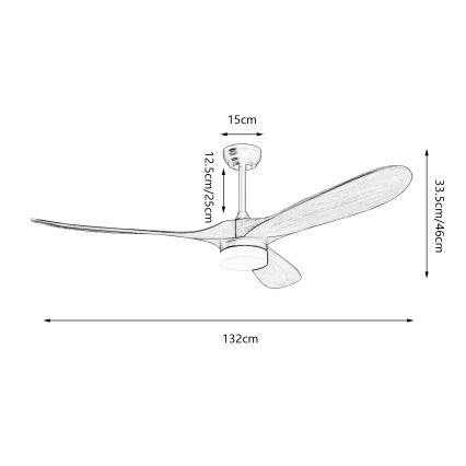ZEVENTI - Светодиодный потолочный вентилятор с регулированием яркости GINOSA LED/18W/230V 3000-6000K Wi-Fi Tuya черный/дуб + дистанционное управление