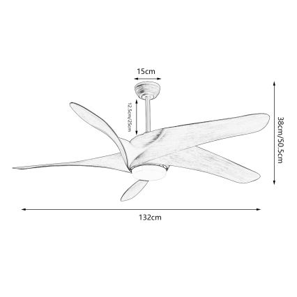 ZEVENTI - Светодиодный потолочный вентилятор с регулированием яркости LUCCA LED/18W/230V 3000-6000K Wi-Fi Tuya коричневый + дистанционное управление