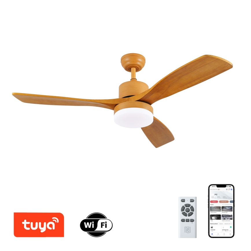 ZEVENTI - Светодиодный потолочный вентилятор MARE LED/24W/230V 3000-6000K Wi-Fi Tuya дуб + пульт дистанционного управления