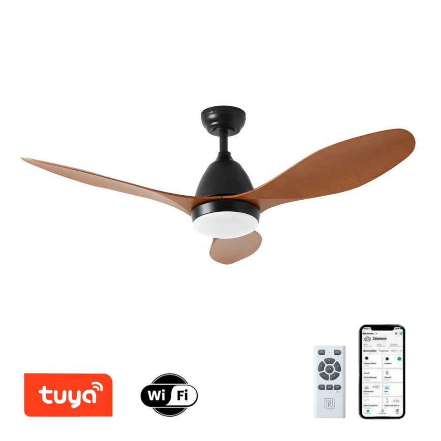 ZEVENTI - Светодиодный потолочный вентилятор с регулированием яркости MURO LED/18W/230V 3000-6000K Wi-Fi Tuya черный + дистанционное управление