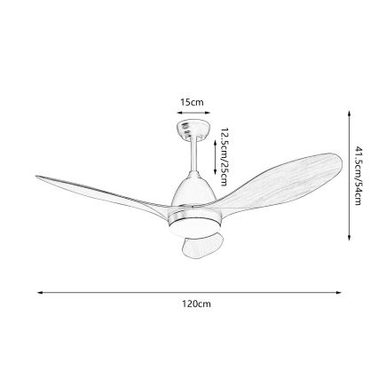 ZEVENTI - Светодиодный потолочный вентилятор с регулированием яркости MURO LED/18W/230V 3000-6000K Wi-Fi Tuya черный + дистанционное управление
