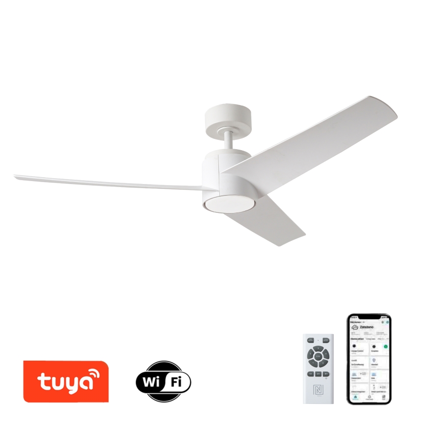 ZEVENTI - Светодиодный потолочный вентилятор с регулированием яркости ORVIETO LED/18W/230V 3000-6000K Wi-Fi Tuya белый + дистанционное управление