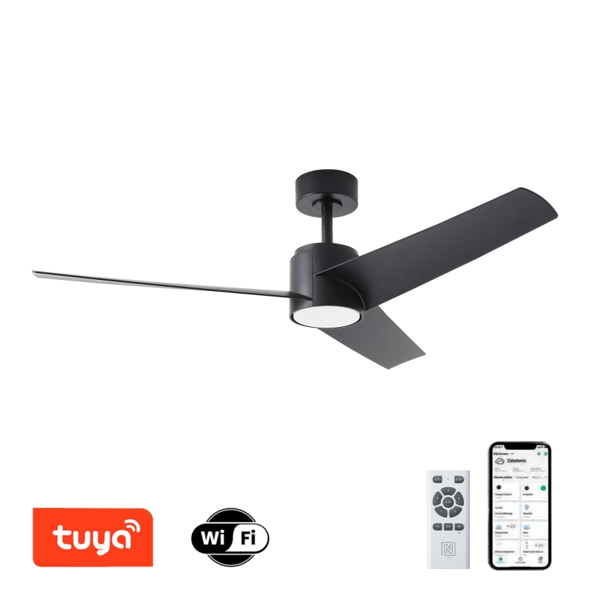 ZEVENTI - Светодиодный потолочный вентилятор с регулированием яркости ORVIETO LED/18W/230V 3000-6000K Wi-Fi Tuya черный + дистанционное управление