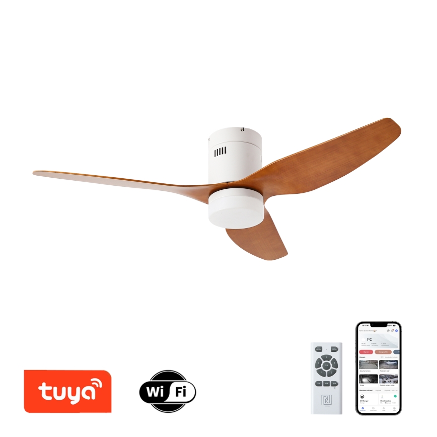 ZEVENTI - Светодиодный потолочный вентилятор PADUA LED/18W/230V 3000-6000K Wi-Fi Tuya белый/коричневый + дистанционное управление
